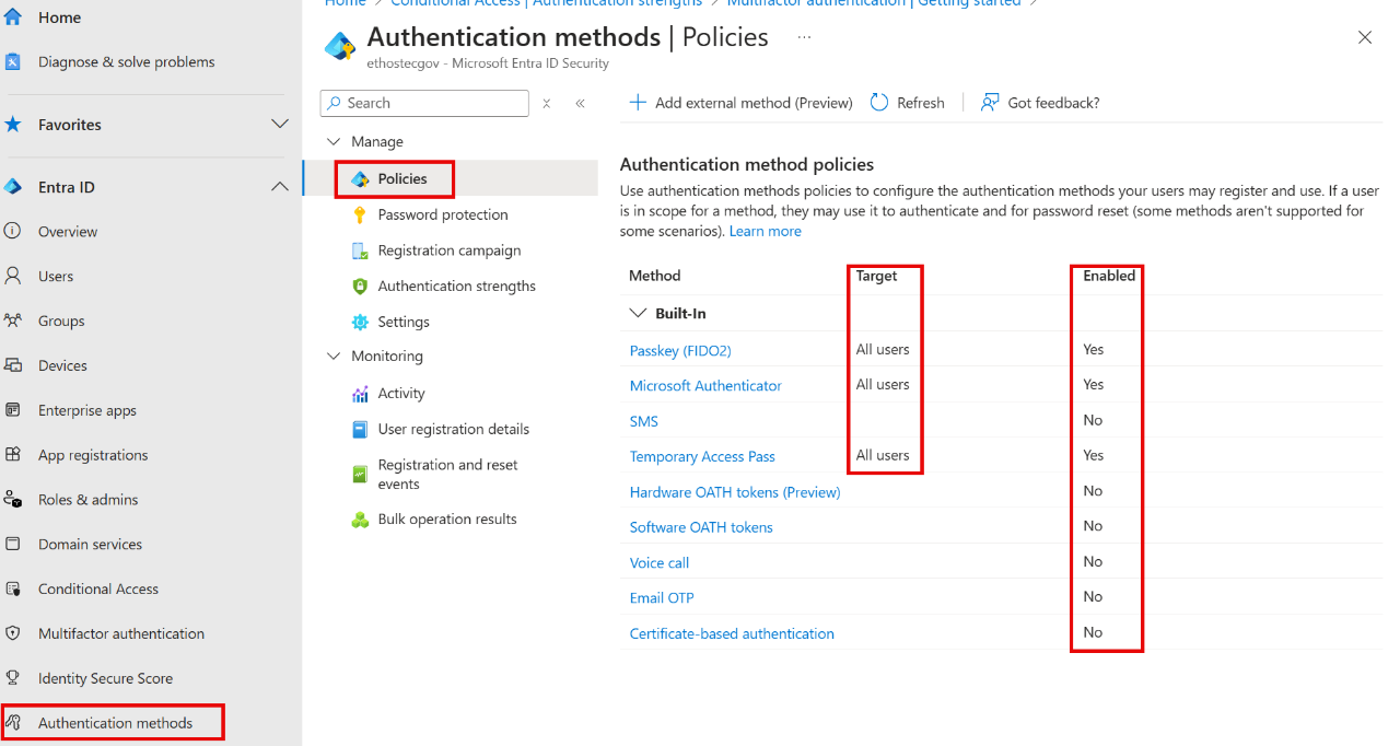 Security Defaults Configuration