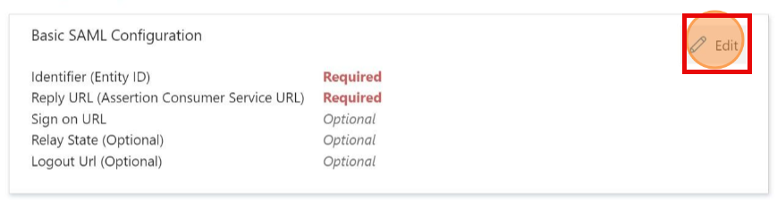 Edit Basic SAML Configuration