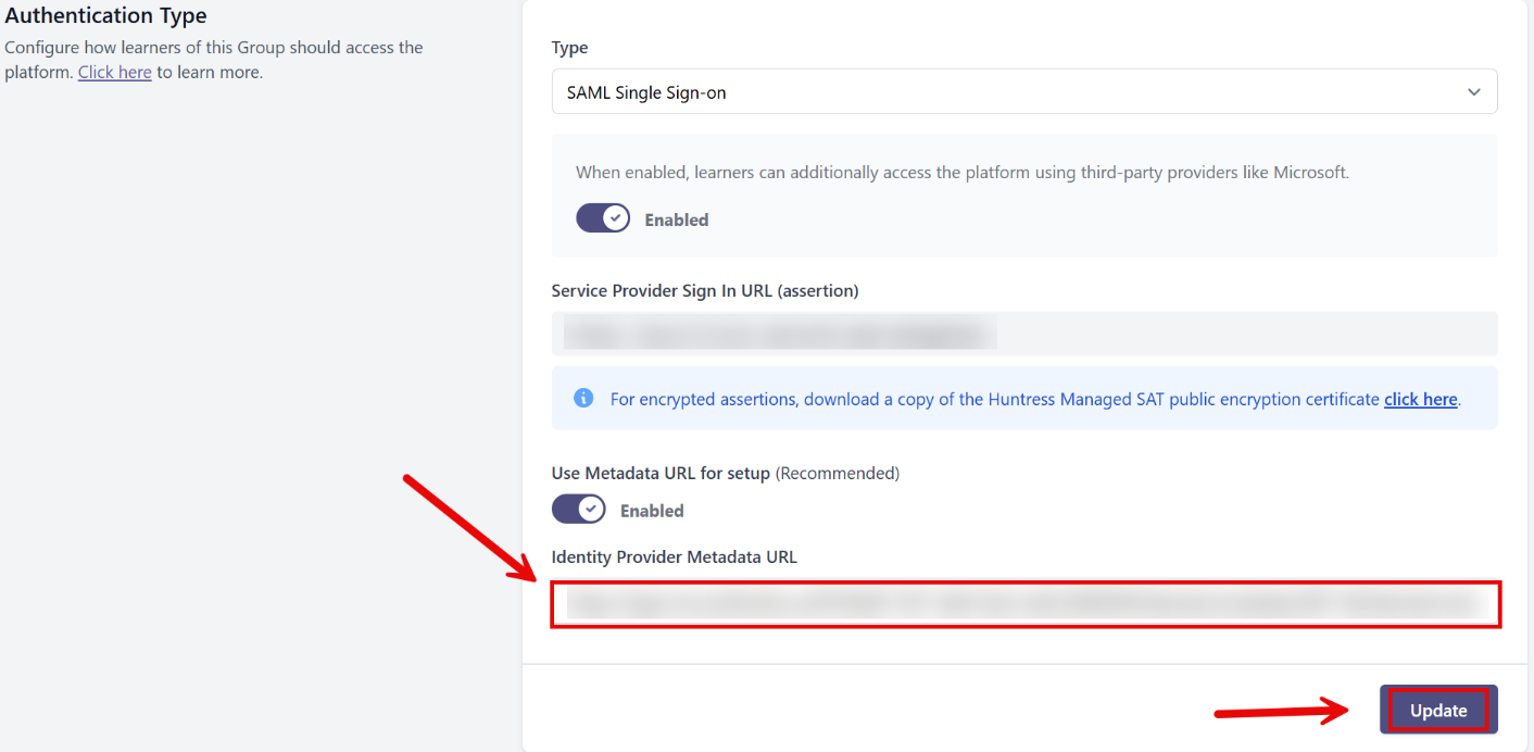 Paste Certificate in Huntress