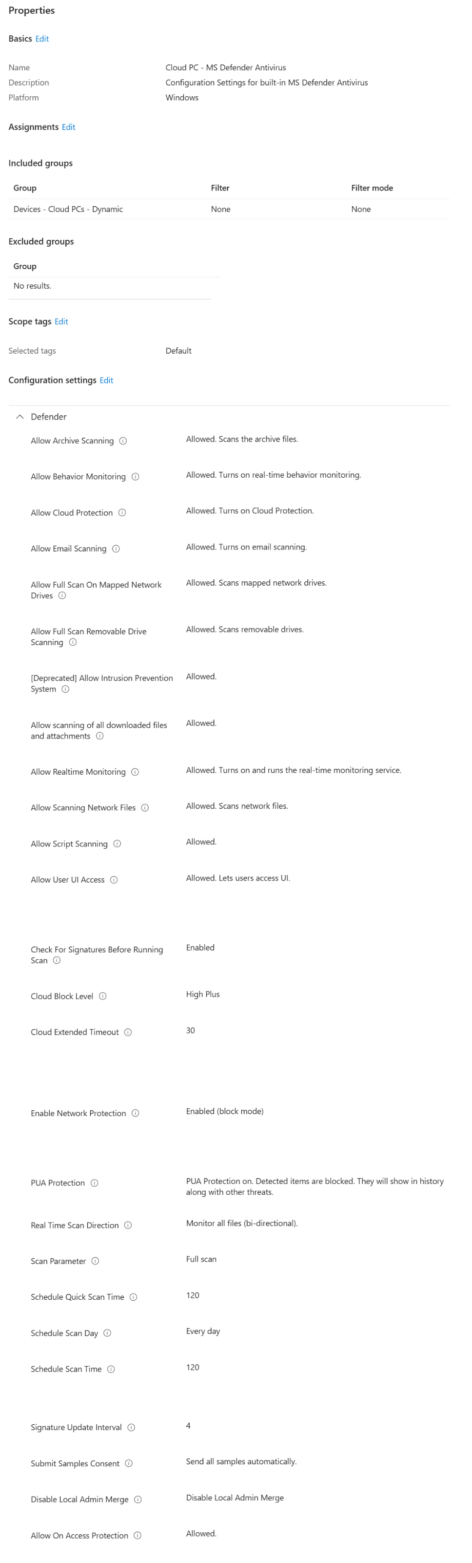 Antivirus Policy Settings