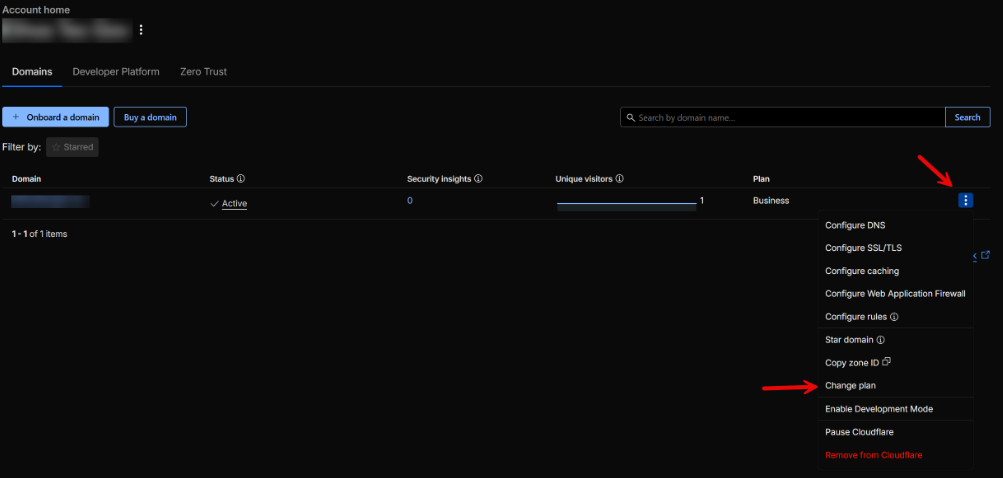 Cloudflare Plan Selection