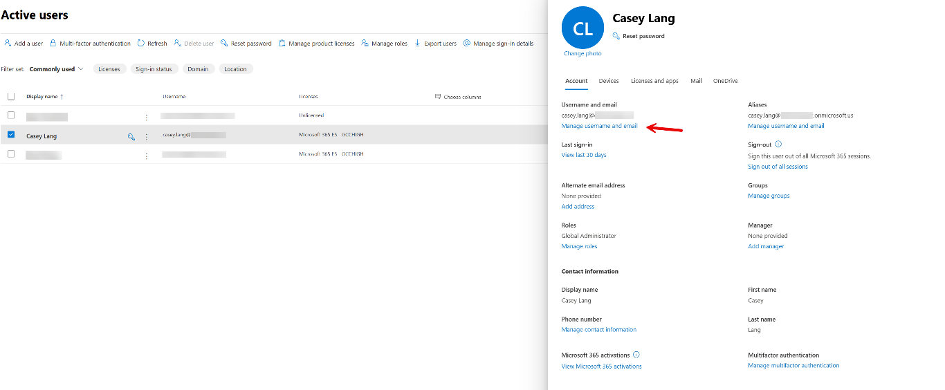 Edit User Email - Step 1